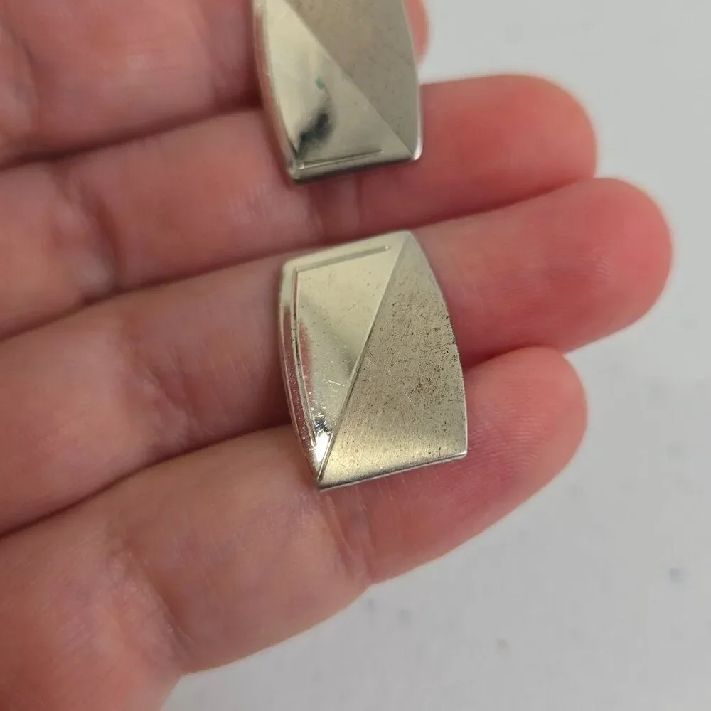 Anson Sterling Cufflinks Silver Textured Basic Everyday Diagonal Matte